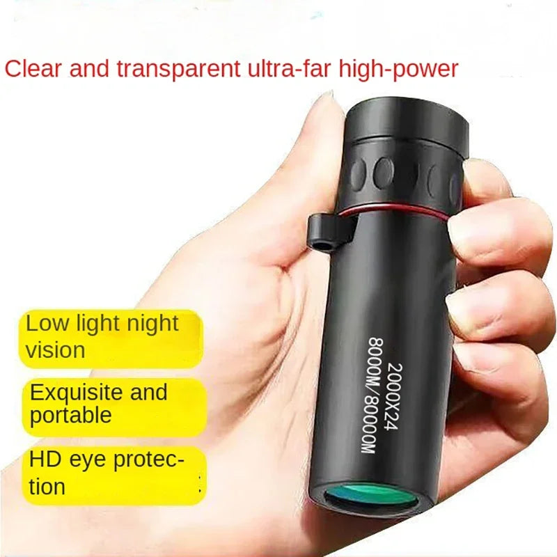 Telescópio monocular hd 2000x24, mini telescópio portátil para celu plar com suporte para acampamento ao ar livre, caça, observação deássaros